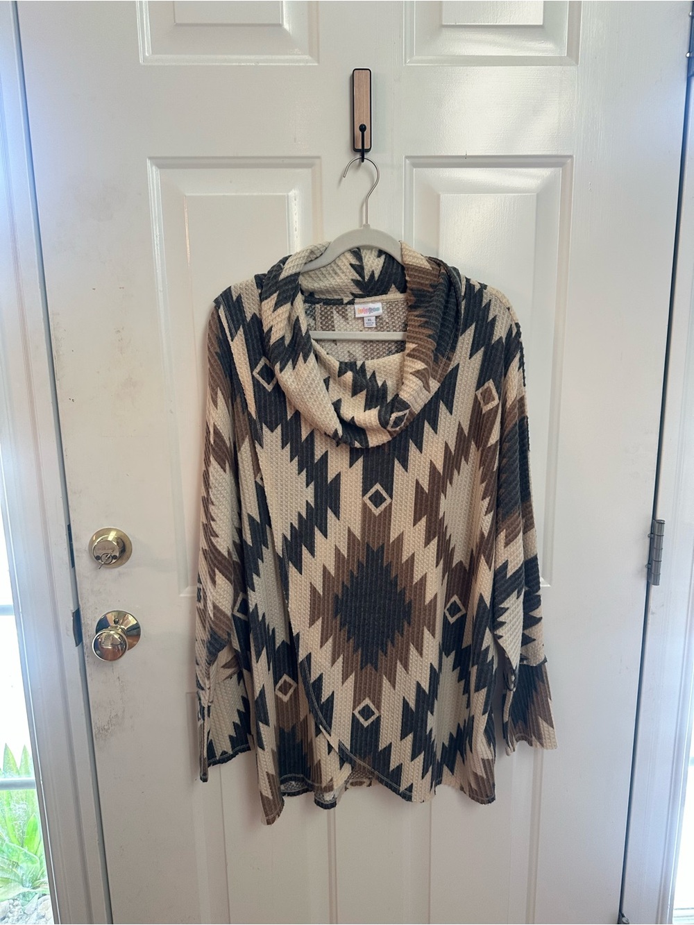 LuLaRoe Aztec Cowl Neck Sweater Top - Brown Black Cream